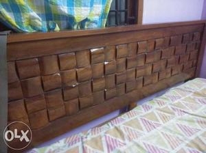Brown teak Wooden Bed Frame With Mattress