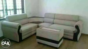 Corner sofa + Teapoe. White And Black Sectional Couch