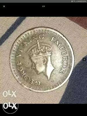 George VI king emperor half rupee india coin