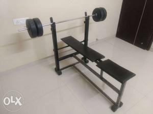 Home gymset bench at reasonable cost with 10kgs weights and