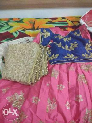 New Crop top & skirt with dupatta, full hand made