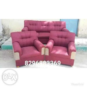 Purple Suede 3-seat Sofa