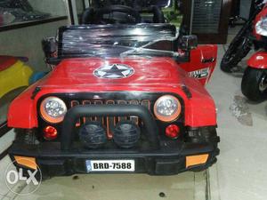 Red And Black Ride On Toy Car jeep willi style for kids 2