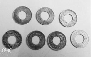 Seven Round coins- 1 Indian Pice Coin