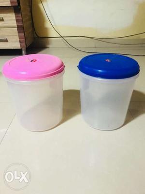 Two Frosted Plastic Containers
