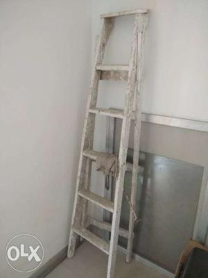 White Wooden A-frame Ladder