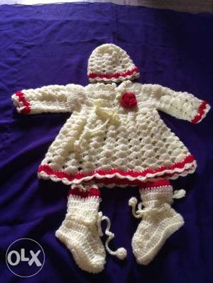 0-6m old baby wool crochet set