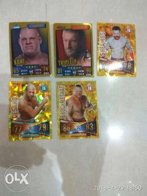 80 WWE trading cards with 5 gold and 8 silver