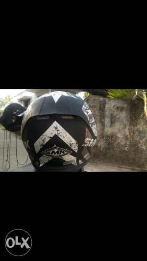 Black And White SMK Motorcycle Helmet