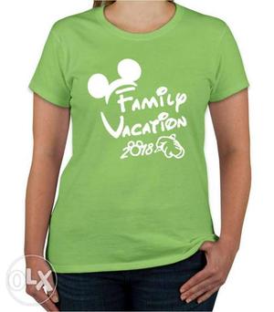 Family Vacation  Cotton Round Neck T shirts