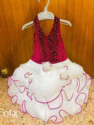 Gorgeous Maroon and White dress for age group 1