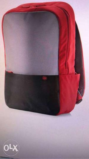 Gray, Red, And Black Backpack