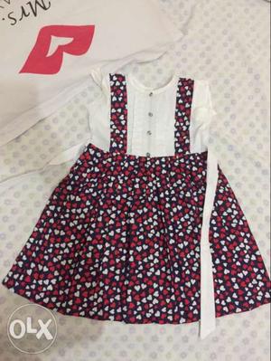 Hearts print frock with soft cotton hand made by