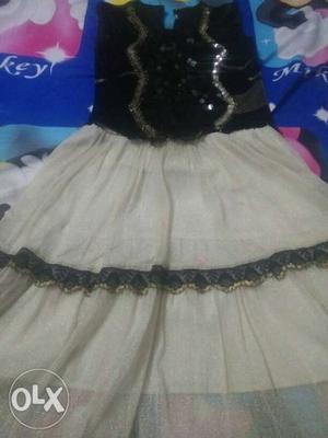 Kid's White And Black Dress