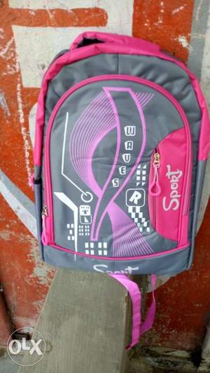 Pink And Grey Sport Backpack