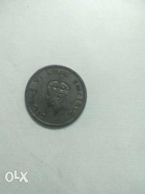 Round Silver-colored King Emperor British India Coin