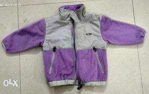 Toddler's Purple And White Zip-up Jacket