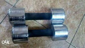 Two Gray And Black Fixed Weight Dumbbells