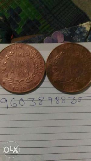  Two copper coins east india company
