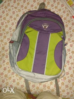 Unused Purple, Gray, And Green Backpack