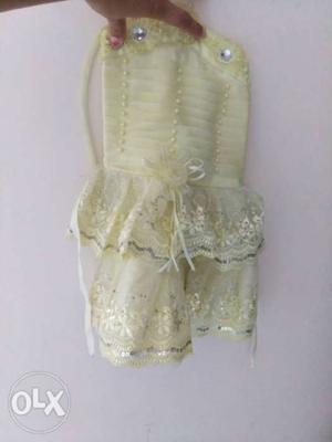 Yellow party wear frock, brand new not used, for