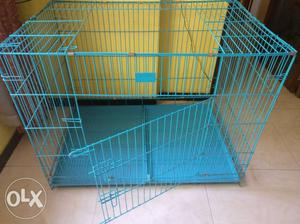 Aqua Blue Large Foldable Dog Crate Dimensions: