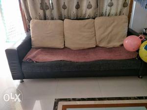 Black And Beige 3-seat Sofa