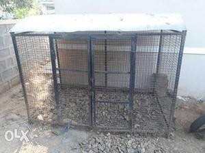 Black Steel doghouse for 2 dogs
