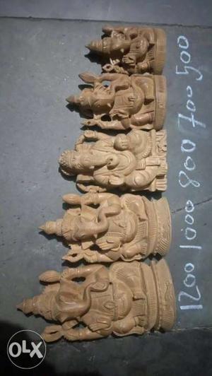 Five Ganesha Ceramic Figurines