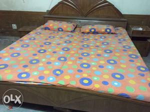 Orange, Blue, And Yellow Polka-dot Bedspraed