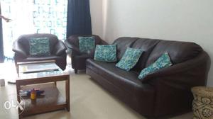 Sofa set along with centre table is available.