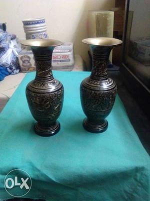 Two Black-and-brown Ceramic Jars