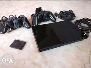 Black Sony PS2 Console With Controllers