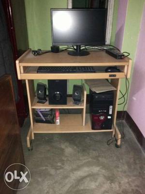 Flat Screen Monitor, Keyboard, Mouse with Computer Table