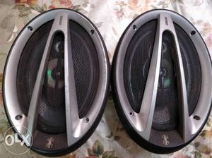 Two Black-and-gray Coaxial Speakers