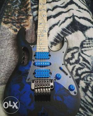 Black And Blue Floral Stratocaster Guitar
