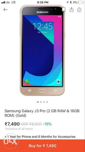 Brand new sealed pack Samsung J3 buy with Paytm billing
