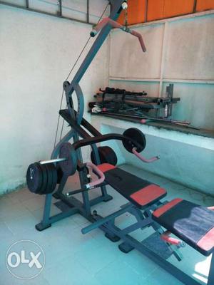 Full home gym with bill and 100kg rubber plates (little