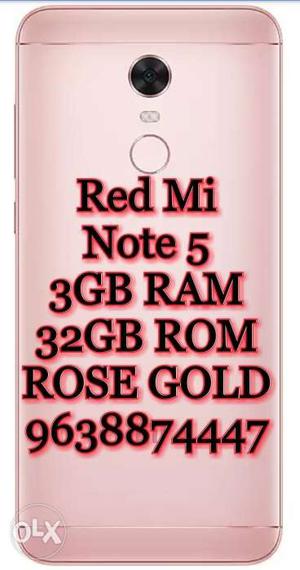 Red Mi Note 5 ~3GB/32GB Special Colour Rose Gold