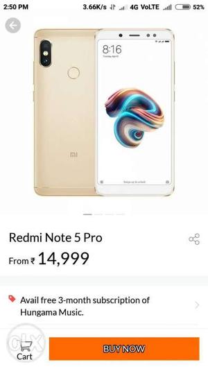 Redmi note 5 Pro 6gb 64gb gold new seal pack
