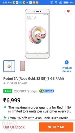 Sealed Rose Gold 5A 3GB 32GB Mobile