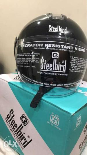 Black Steelbird Open-face Helmet With Box