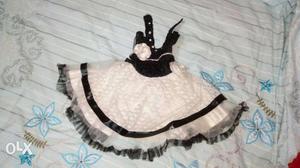 Black n white multi layered frilled frock for