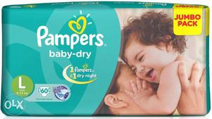 Brandnew Pampers Diapers L size Jumbo pack 60 pcs mrp 949