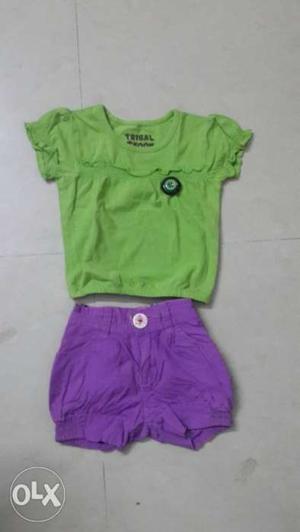Combo of tshirt and shorts for girls. age group: