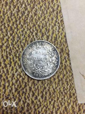 East India Company  Half Rupee Silver Coin