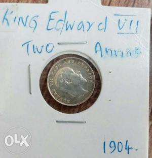 King Edward Two Annas Silver Coin