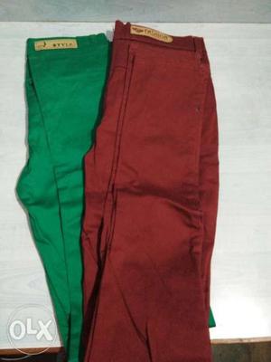 Men's Red And Green chinos Pants