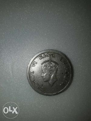 One rupee coin of  with george VI king mark