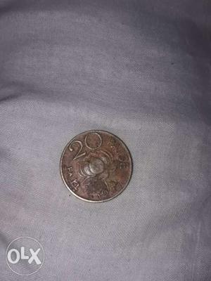 Round Brown 20 Paise Coin